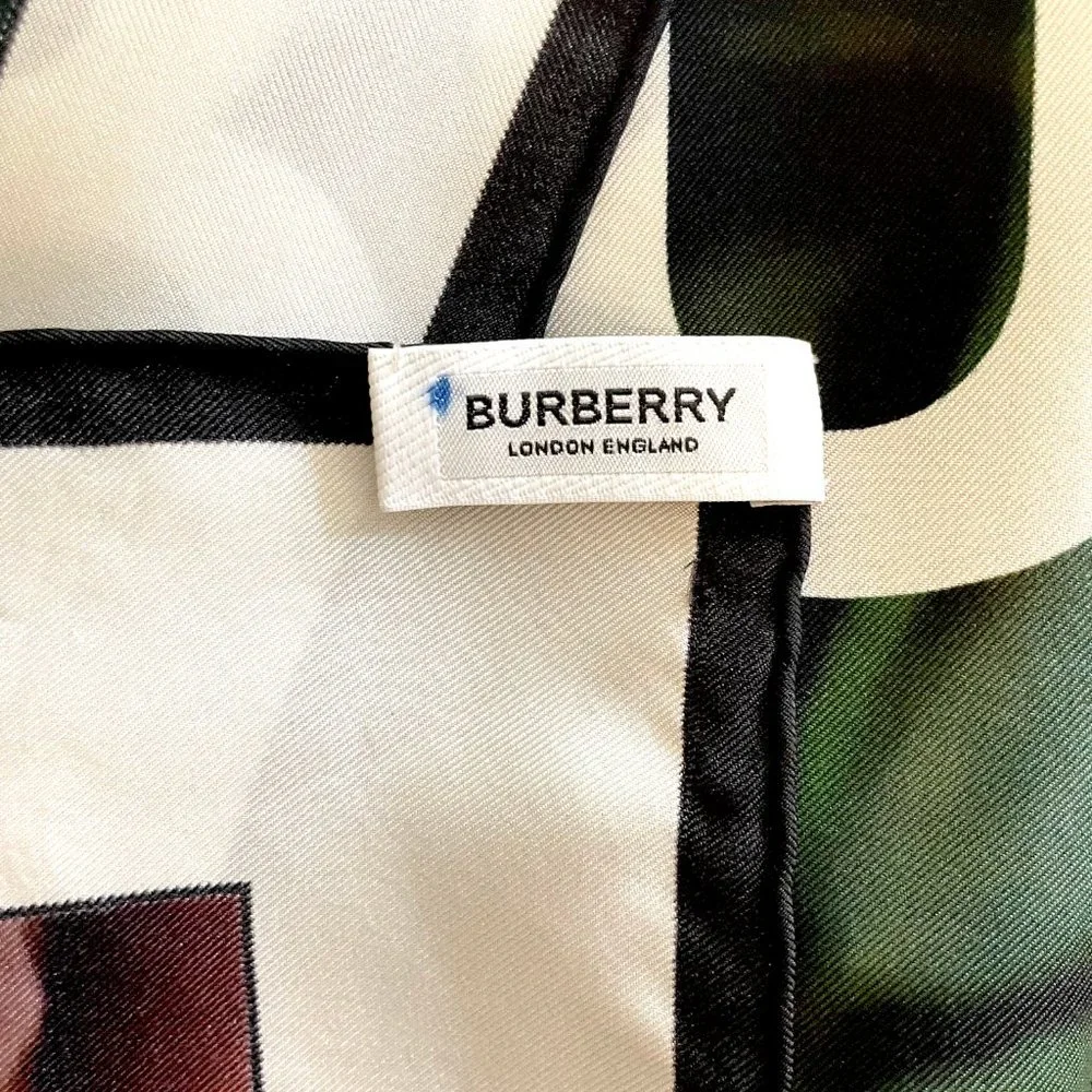 Burberry "Roses" Silk Square Scarf 35' x  35" - Picture 11 of 11